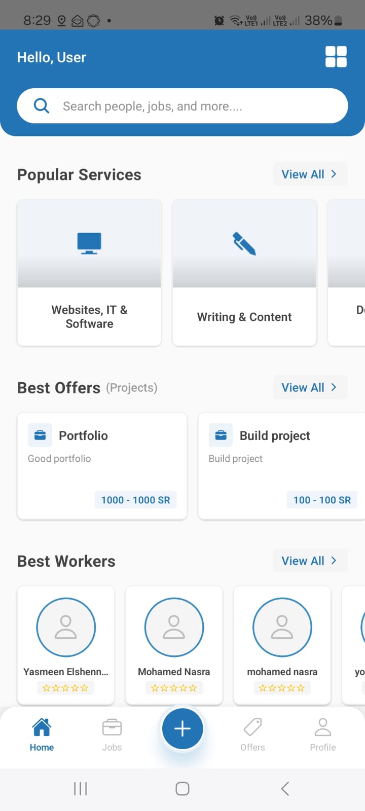 A freelance marketplace, web to mobile mobile app