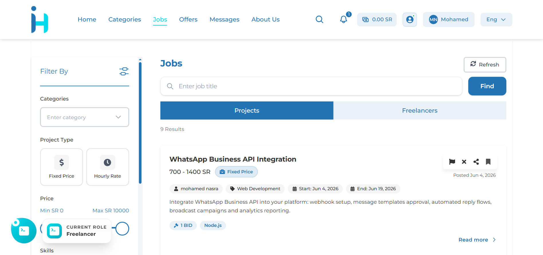 A freelance marketplace, web to mobile